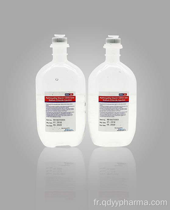 Hydroxyéthyl Starch 200 / 0,5 et injection de chlorure de sodium