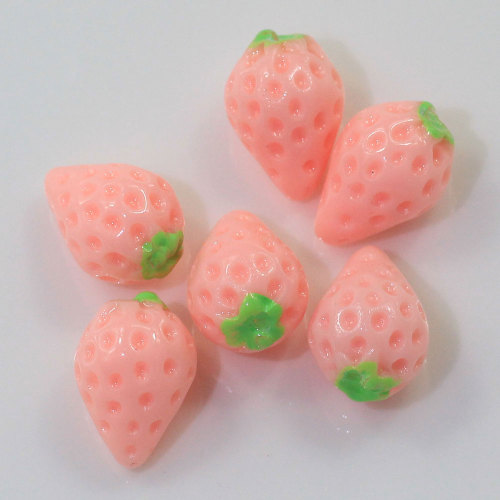 3D Pink Red Strawberry Resin Simulation Fruit Cabochon Charms Pendant Beads For DIY Craft Jewelry Finding