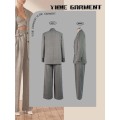Doubel Breasted Long Sleeve Oversized Linen Suit Blazer