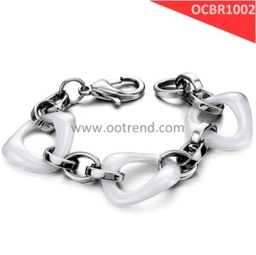 White Ceramic and Stainless steel 31L Bracelets,shiny polished