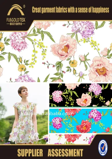2016 Popular Beautiful All Flowers Floral Design Print Fabric For Gril's Cloth