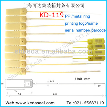self lock 240mm PP with metal ring laser printing jaw plastic sealing strip KD-119