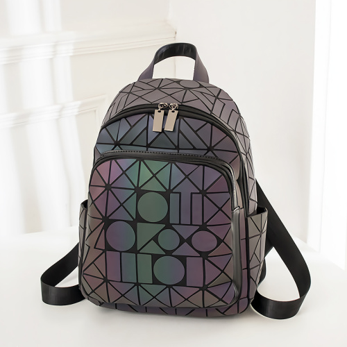 Outdoor Backpack. Wholesale top fashion high quality PU leather geometric reflective luminous backpacks Supplier