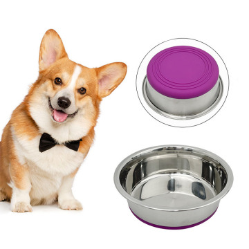 Stainless Steel Non-Slip Dog Bowl with Rubber Base