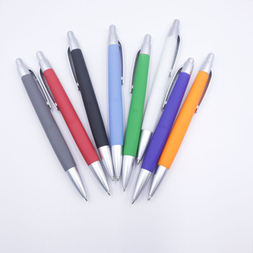 Hot Selling 1.0mm Press Type Rubber Sprayed Ballpoint Pen for Custom Advertisement