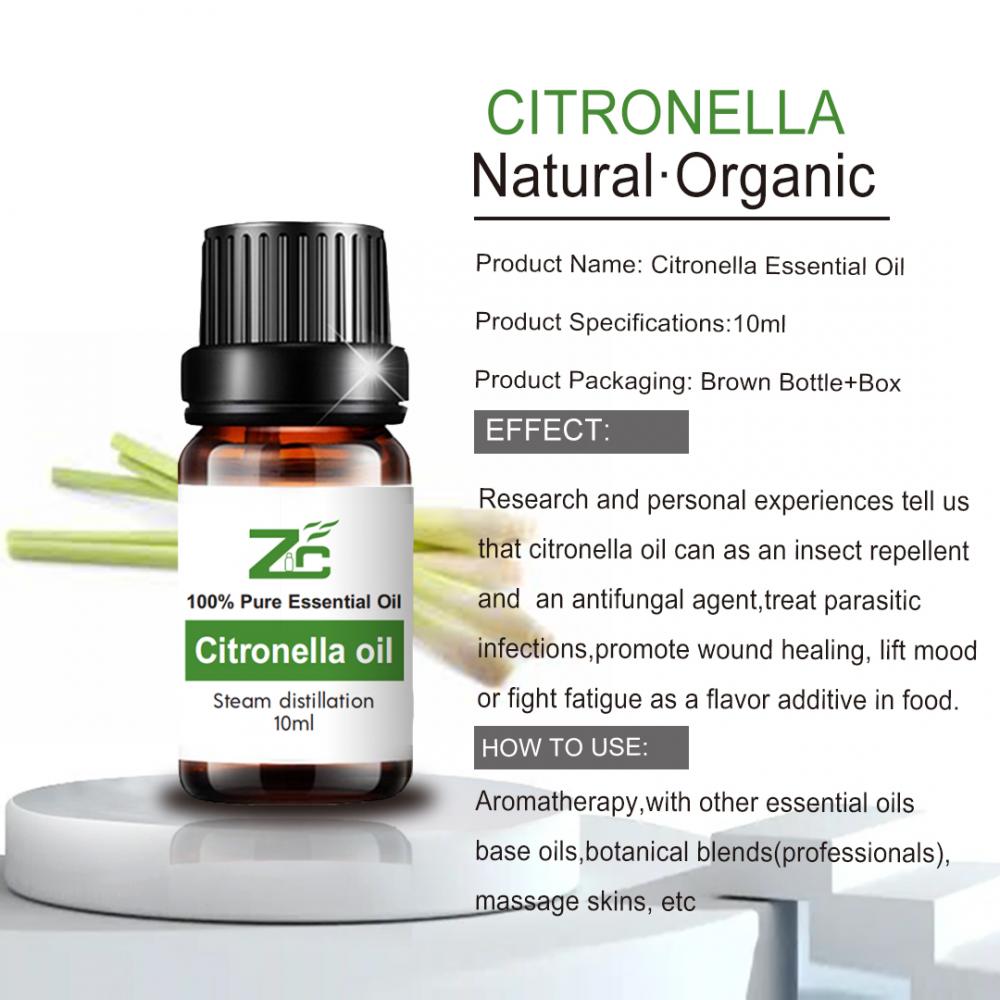 Masaje al por mayor 100% natural Masaje de cuidado de la piel Citronela Oil esencial para el cuidado del cuerpo de la piel Spa