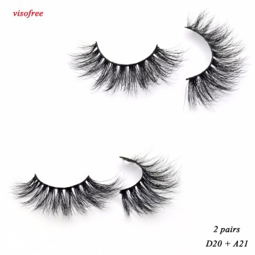 2pairs Visofree Mink Eyelashes 3D Mink Lashes Full Strip Lashes Criss-cross Handcrafted Cotton Band False Lashes D20 A21 Lash