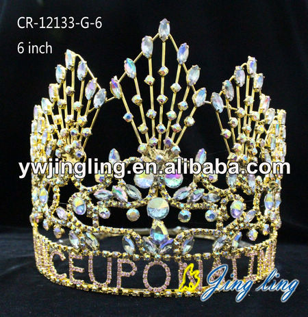 Gold Plated AB RhinestonePageant crowns for sale