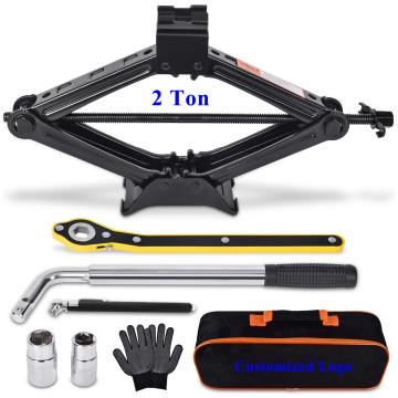 2 Ton Car Tire Scissor Jack Tool & Emergency Kit with Lug Wrench