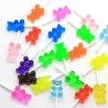 100 unids / lote lindo oso de goma Lollipop cabujones casa de muñecas miniatura Gummy Bear Lollipop Flatback resina cabujones para pendiente DIY