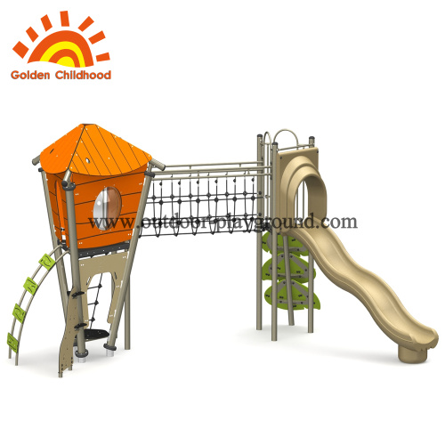 Peralatan Outdoor Playhouse Dengan Menara Untuk Anak-Anak