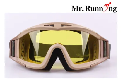 Police Military Tactical Goggles , Yellow Polycarbonate Lens Eye Glasses