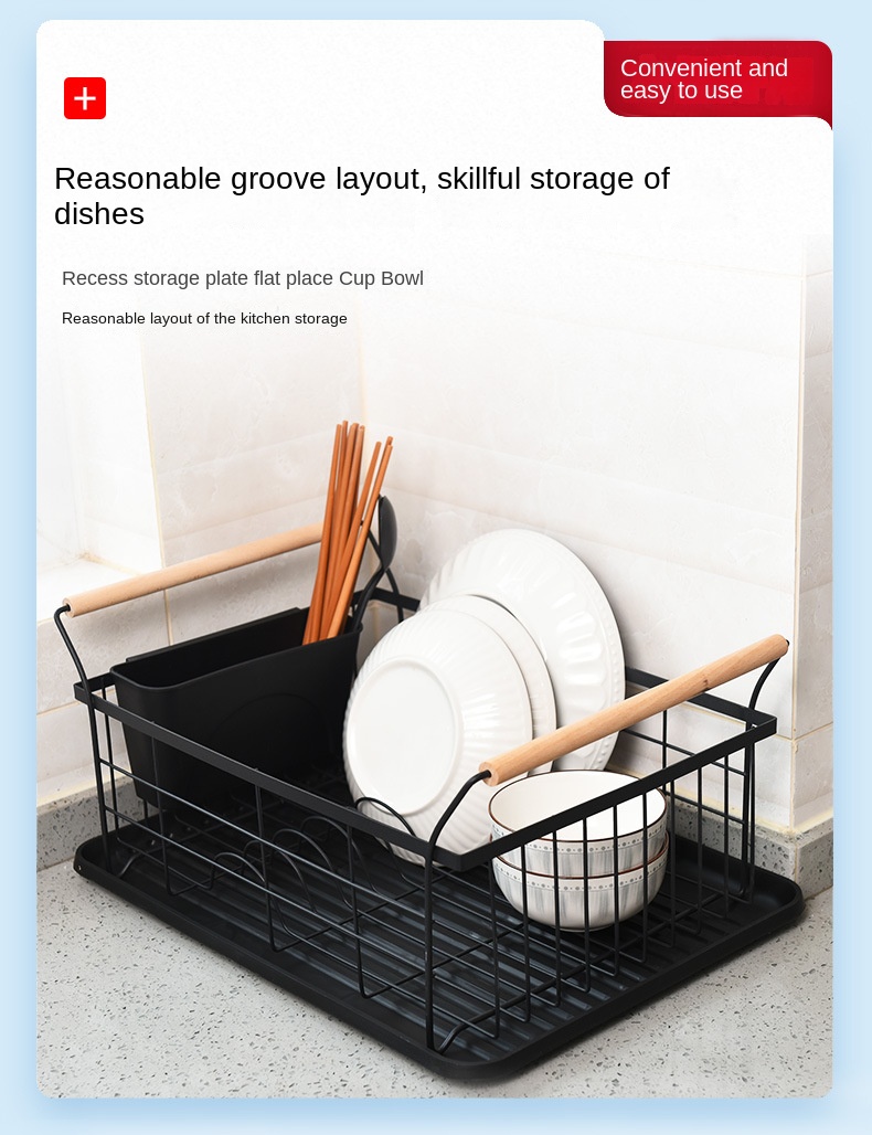 Single-Tier Metal PC Dish Storage Rack