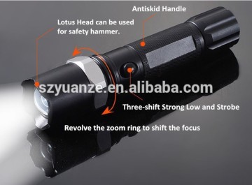 Three-speed police zoom rechargeable LED Flashlight