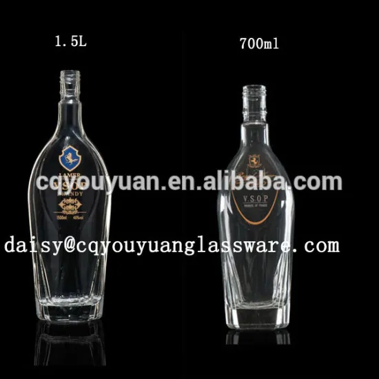70cl cognac bottle clear brandy glass bottle with decal
