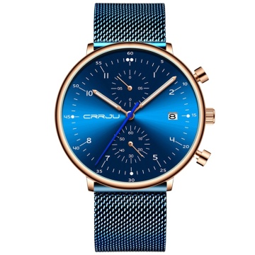 CRRJU 2278 Men's Multi-function Chronograph Mesh Belt Business Sports Watch