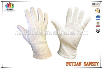 5017 bleach white 100%cotton safety working gloves with pvc dots For inspector