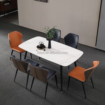 Luxury Nordic Metal Frame Rectangular Dining Table Set