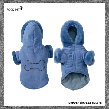 Suede Warm Dog Coat with Big Crystal Bone (SPJ6049)