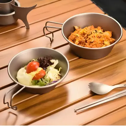 Portable Foldable Camping Pure Titanium Snow Pull Bowl