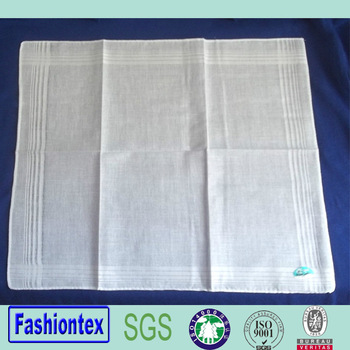 100% Cotton Mens White Brocade Handkerchief