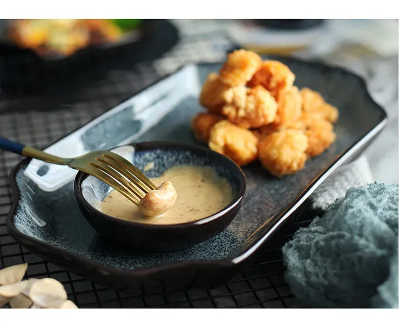 Handcrafted Blue Ceramic Glaze Tableware Set