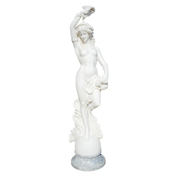 Marble Female Statue: Hand-Carved Elegance Indoors/Outdoors