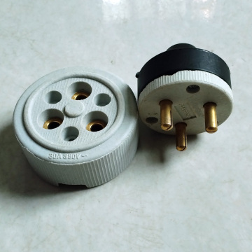 Industrial 380V 30A 3-Way Plug Socket - Ceramic Porcelain Connection