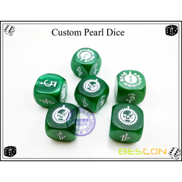 Customized Green Pearl Dice with Custom Engraving on Six Sides