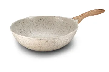 Aluminum Die-casting Wok Pan With Wooden Handle