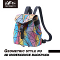 Genuine Leather Backpack Geometric laser color focus PU leather backpack bag Supplier