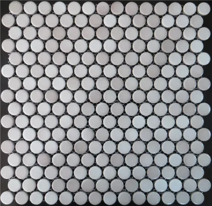 mixed yellow and grays round mosaic tile picture