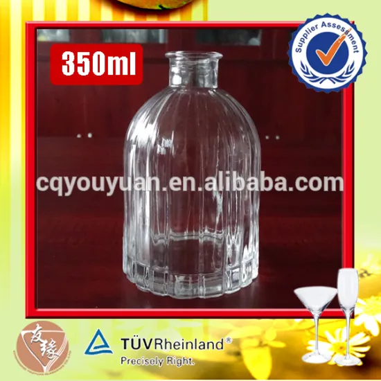 Embossed air fresh cork top super flint glass cylinder round glass aroma diffuser bottle 35cl