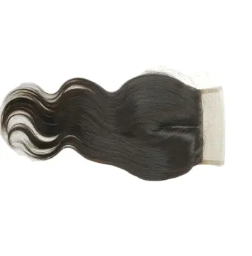 Top Indian Human Hair  Toupee Silk Lace  Wholesale Body Wave 4*4 Machine made Closure