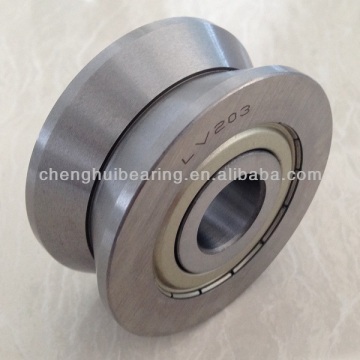 V Groove Track Roller Bearings-LV203 KDD ، 17 مم معرف ، 58 مم OD ، مقياس 20 مم ، صف مزدوج ، "V" الخاتم الخارجي ، اثنان من الدروع المعدنية