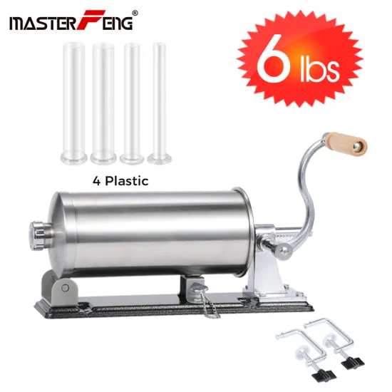 6 LBS Homemade Sausage Stuffer Horizontal Stainless Steel
