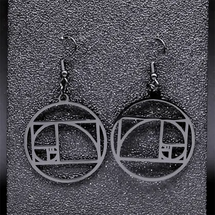 Fibonacci Sequence Golden Ratio Dangle Earrings Stainless Steel Geometric Jewelry