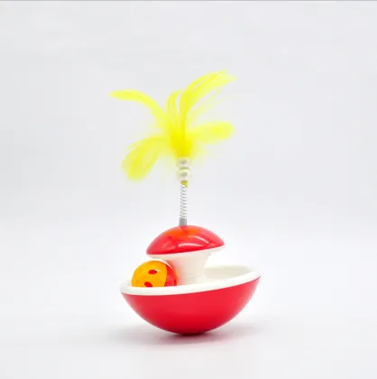Plastic cat toy with bell ball cat teaser