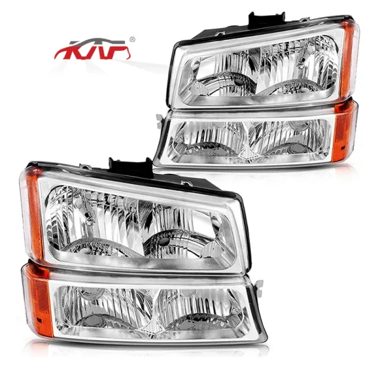 Chrome Housing Amber Reflector Head Lamp GM2521185 GM2503257 - Bumper Lights & Headlights Replacement for Chevy Silverado 2003-2006