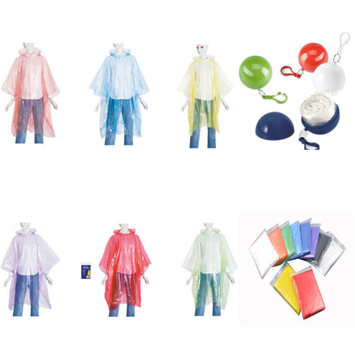 Cheap PE Disposable Rain Poncho in Ball