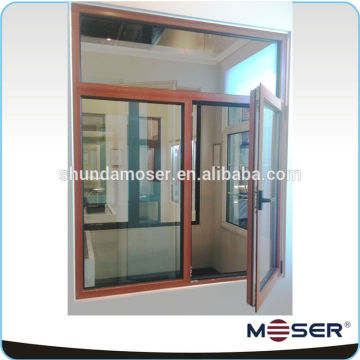wood natural color paint thermal break aluminum double glass window