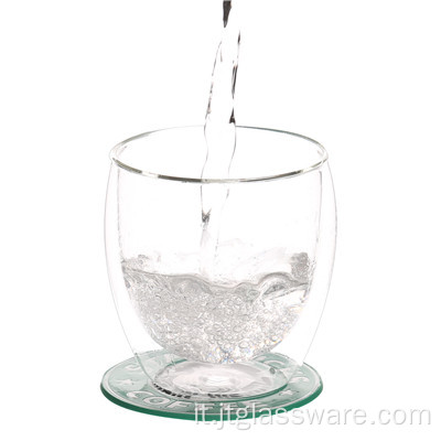 Tazza in vetro borosilicato a doppia parete per acqua