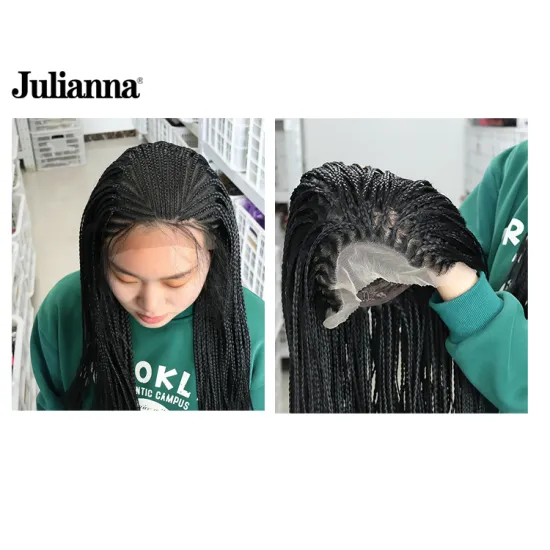 Julianna Fashionable 13*5 Kanekalon Synthetic Wholesale Ready To Buy Box Braid  Wig With Baby Hairs For Women