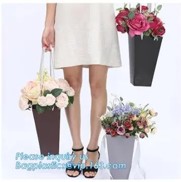 trapezoid flower carrier paper bag, Paper Flowers Carrier Packaging Boxes Factory price, Fashion Kraft Paper Flower Carrier Fres
