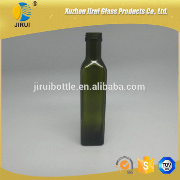250ml Popular Square Shape Dark Green Glass Olive Oil Bottle