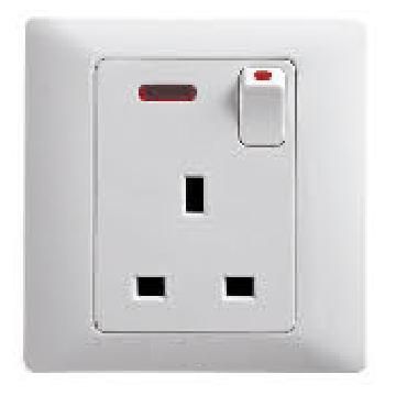 13A/250V 1 Gang Flat Pin Power Socket, 250V Voltage