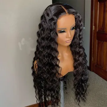 Wholesale Loose Deep Wave Natural Black Transparent Lace Wigs 100% 360 Human Hair Wigs Lace Frontal For Woman