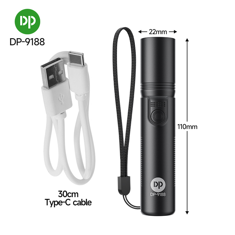 Rechargeable Mini Flashlight USB Type-C Stepless Dimming