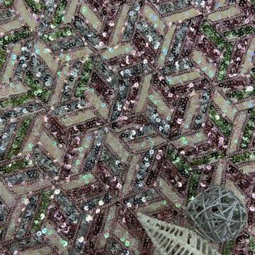 Multicolor Glitter Rhombus Sequins Embroidery Fabric