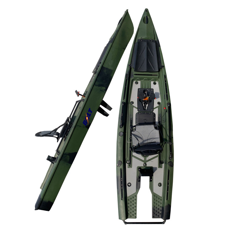 Zero Kayak Pedal Drive Solo Skiff Boats: Fishing Canoe/Kayak with Electric Motor Top Propeller Fin Pedal Drive